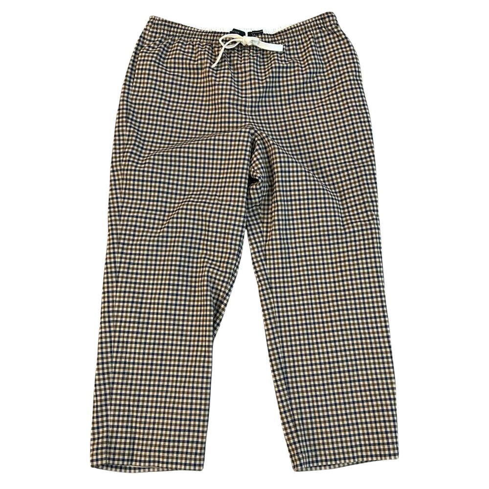 J.‎ Crew Tie-Waist Straight-Leg Pants Honey Plaid Italian Wool Womens 16 - Picture 2 of 7